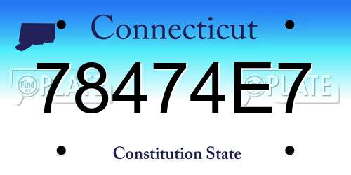 78474E7 Connecticut License Plate