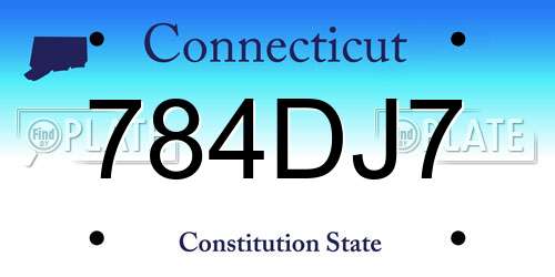 784DJ7 Connecticut License Plate