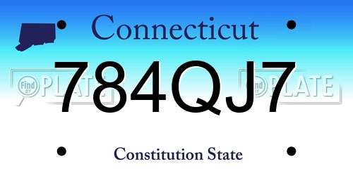 784QJ7 Connecticut License Plate