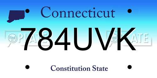784UVK Connecticut License Plate