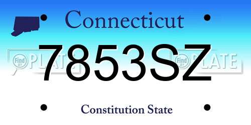 7853SZ Connecticut License Plate
