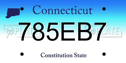 785EB7 Connecticut License Plate