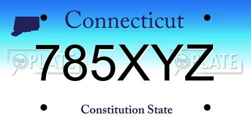 785XYZ Connecticut License Plate
