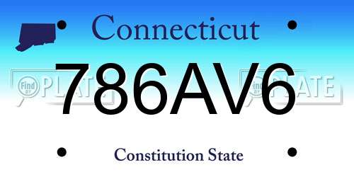 786AV6 Connecticut License Plate
