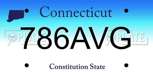 786AVG Connecticut License Plate