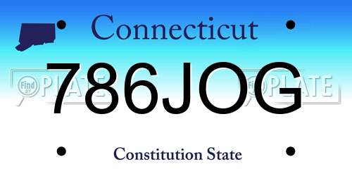 786JOG Connecticut License Plate