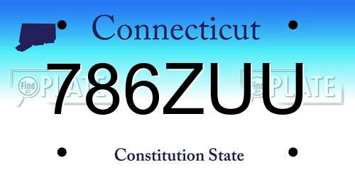 786ZUU Connecticut License Plate
