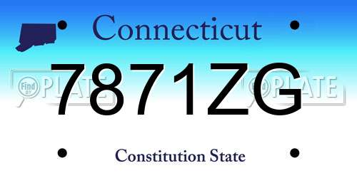7871ZG Connecticut License Plate