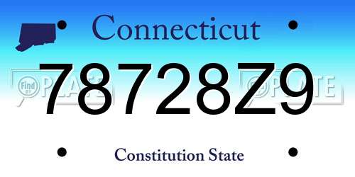 78728Z9 Connecticut License Plate