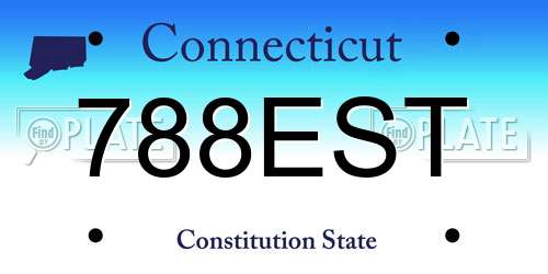 788EST Connecticut License Plate