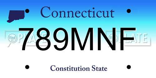 789MNF Connecticut License Plate
