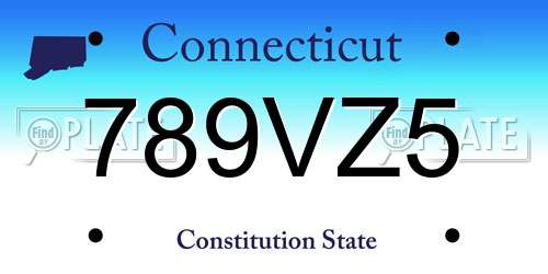 789VZ5 Connecticut License Plate