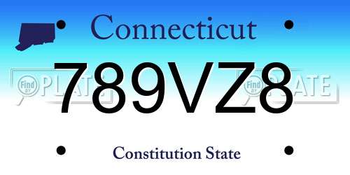 789VZ8 Connecticut License Plate