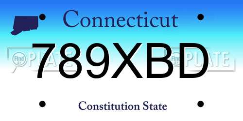 789XBD Connecticut License Plate