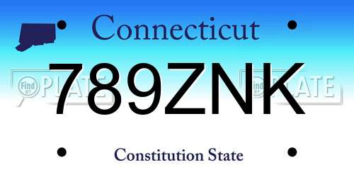 789ZNK Connecticut License Plate