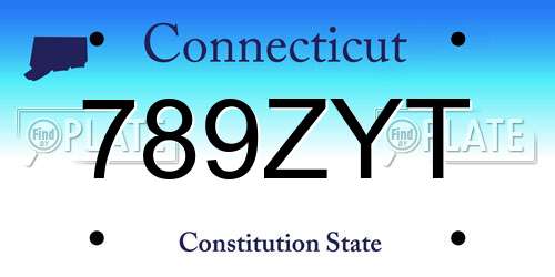 789ZYT Connecticut License Plate
