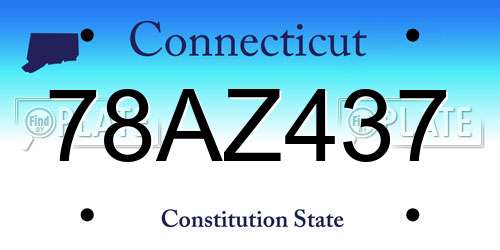 78AZ437 Connecticut License Plate