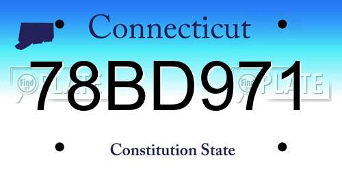 78BD971 Connecticut License Plate