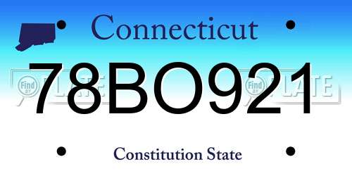 78BO921 Connecticut License Plate