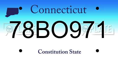 78BO971 Connecticut License Plate