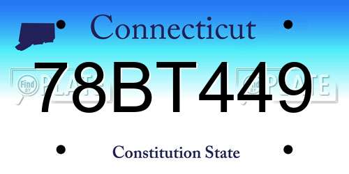 78BT449 Connecticut License Plate