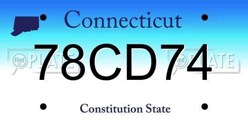 78CD74 Connecticut License Plate
