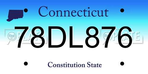 78DL876 Connecticut License Plate