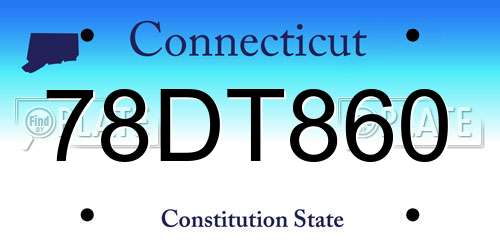 78DT860 Connecticut License Plate