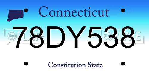 78DY538 Connecticut License Plate