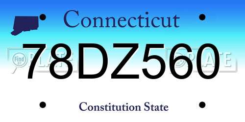 78DZ560 Connecticut License Plate
