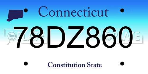 78DZ860 Connecticut License Plate
