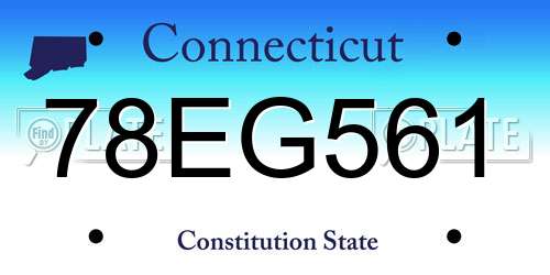 78EG561 Connecticut License Plate