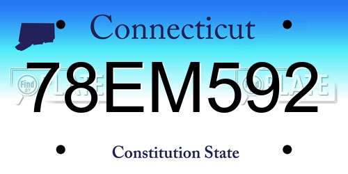78EM592 Connecticut License Plate