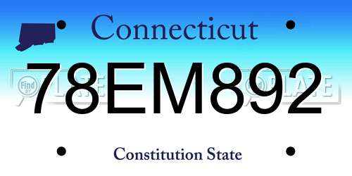 78EM892 Connecticut License Plate