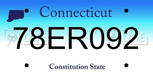 78ER092 Connecticut License Plate