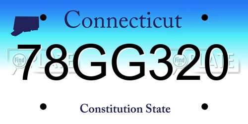 78GG320 Connecticut License Plate