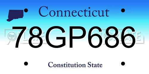 78GP686 Connecticut License Plate