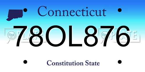 78OL876 Connecticut License Plate
