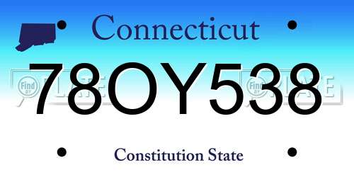 78OY538 Connecticut License Plate
