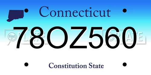 78OZ560 Connecticut License Plate