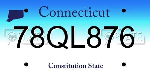 78QL876 Connecticut License Plate