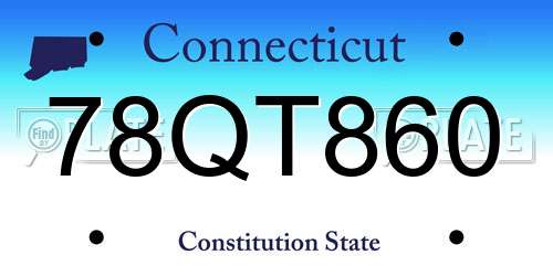 78QT860 Connecticut License Plate
