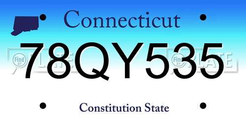 78QY535 Connecticut License Plate
