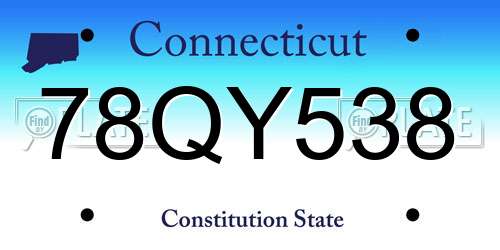 78QY538 Connecticut License Plate