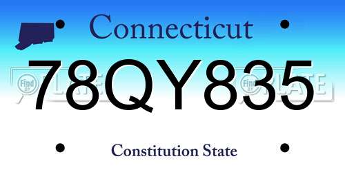 78QY835 Connecticut License Plate
