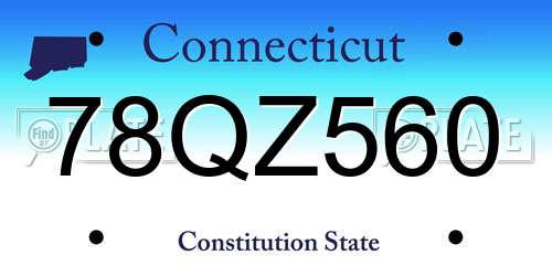 78QZ560 Connecticut License Plate