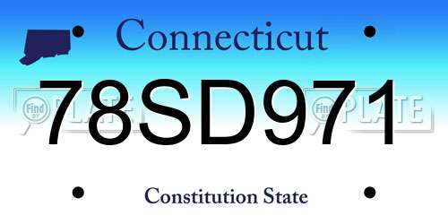 78SD971 Connecticut License Plate