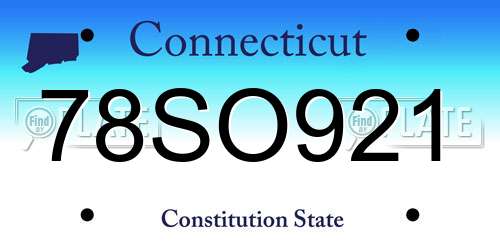 78SO921 Connecticut License Plate