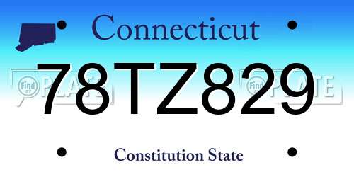 78TZ829 Connecticut License Plate