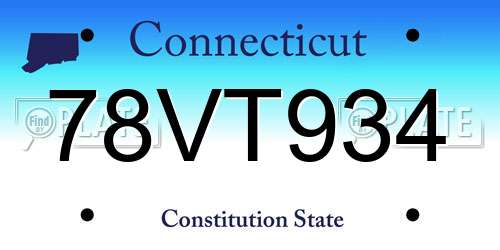 78VT934 Connecticut License Plate